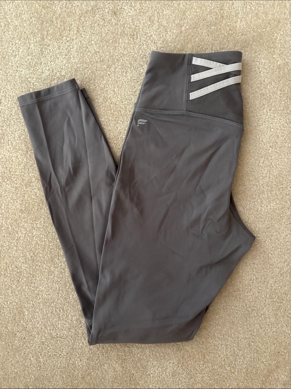 Fabletics Charcoal Leggings with Silver Detail